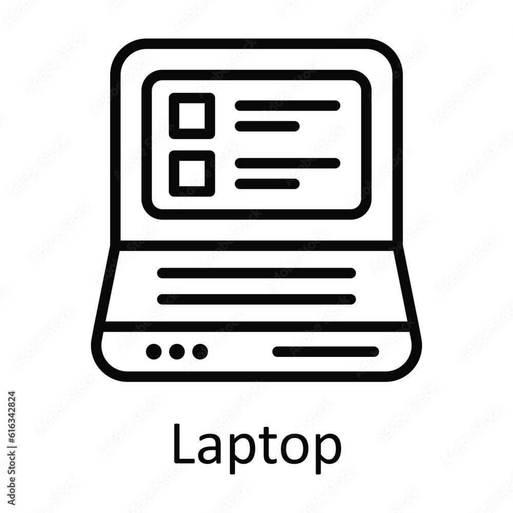 Laptop Vector outline Icon Design illustration. Multimedia Symbol on White background EPS 10 File Laptop Vector outline Icon Design illustration. Multimedia Symbol on White background EPS 10 File