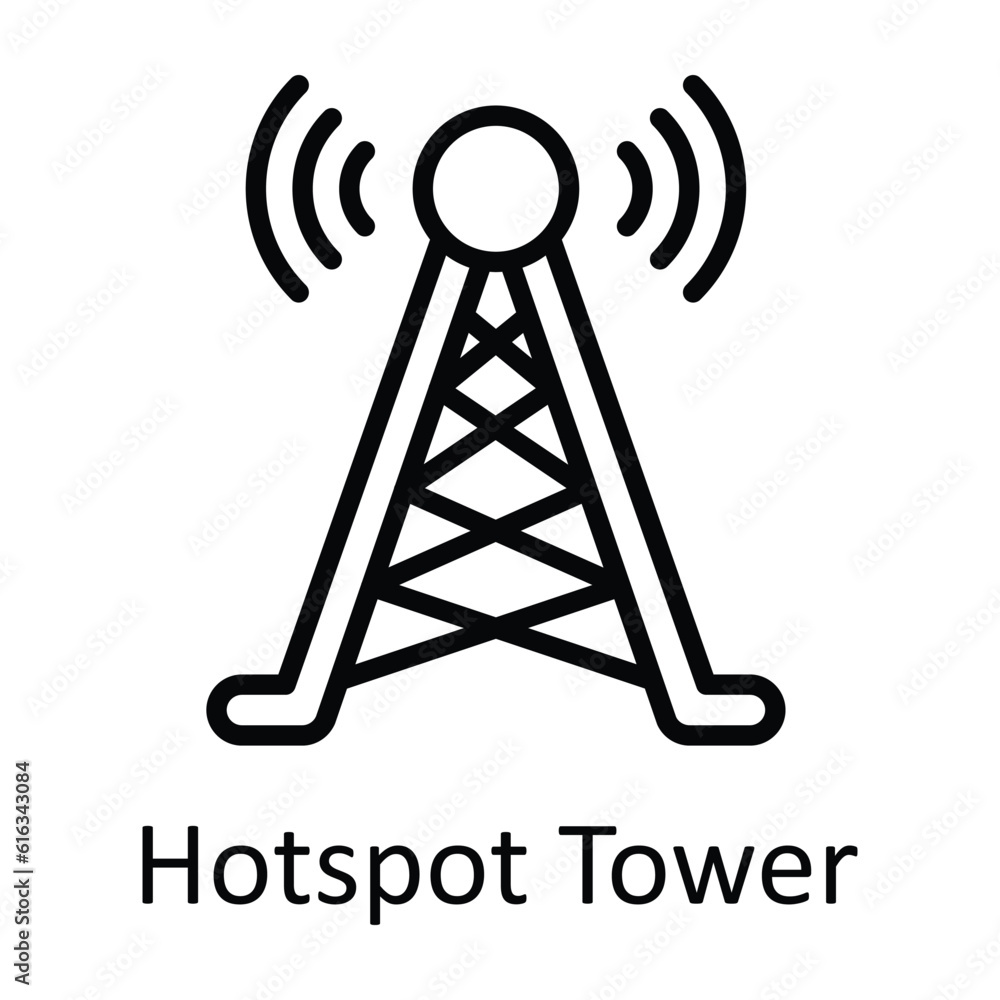 Hotspot Tower Vector outline Icon Design illustration. Multimedia Symbol on White background EPS 10 File Hotspot Tower Vector outline Icon Design illustration. Multimedia Symbol on White background EPS 10 File