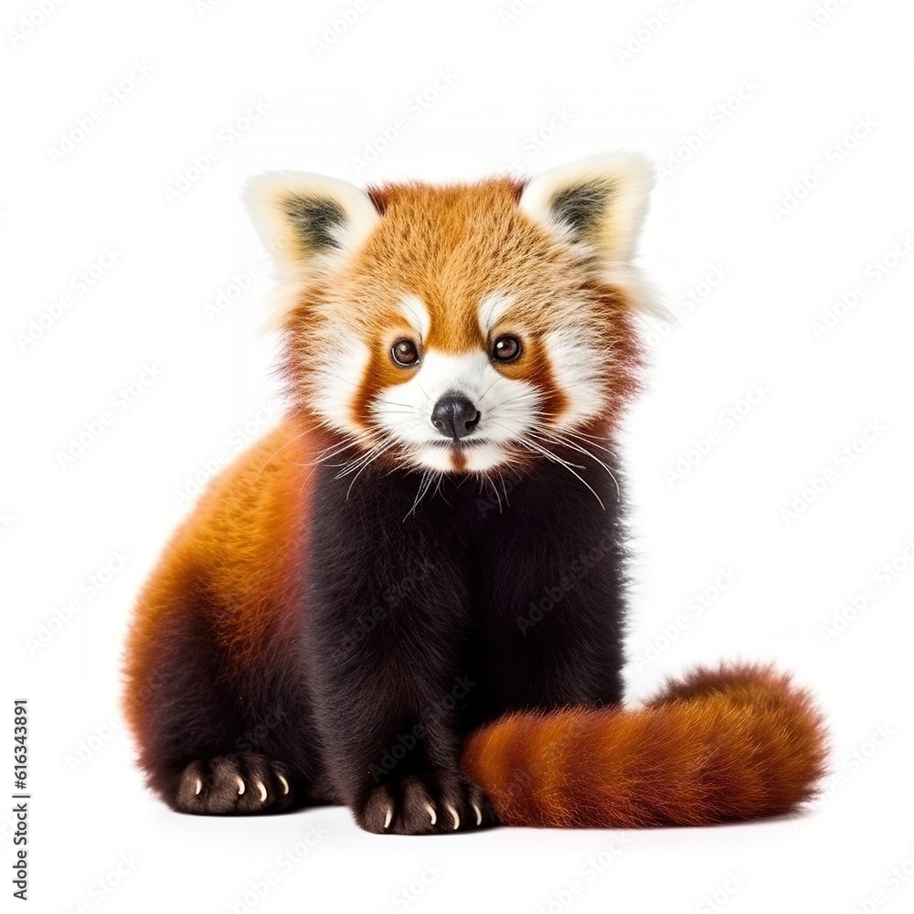 Photo of a red panda with a white background Photo of a red panda with a white background