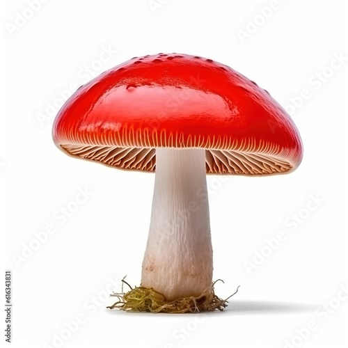 Photo of a red mushroom isolated on a white background