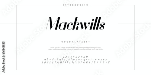Abstract Fashion font alphabet. Minimal modern urban fonts for logo, brand etc. Typography typeface uppercase lowercase and number. vector illustration