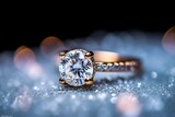 Golden Diamond Engagement Ring Sparkling Elegance in a Winter Wonderland AI