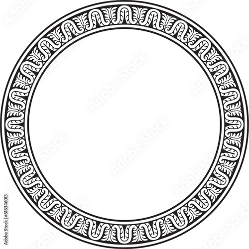 Vector monochrome black round classic renaissance ornament. Circle, ring european border, revival style frame..