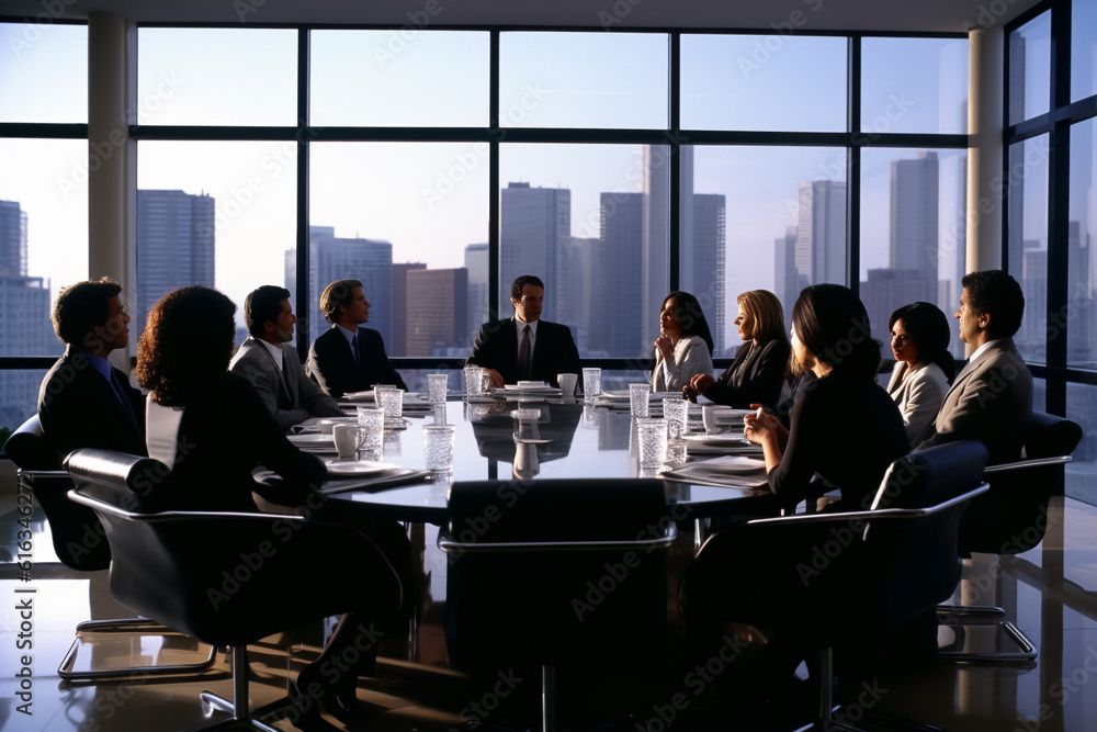 group of business professionals is engaged in a formal discussion or presentation in a boardroom. The atmosphere is focused and professional, with everyone actively participating and sharing ideas group of business professionals is engaged in a formal discussion or presentation in a boardroom. The atmosphere is focused and professional, with everyone actively participating and sharing ideas