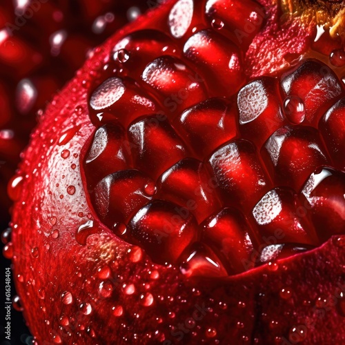 delicious peeled pomegranate closeup. Generative AI