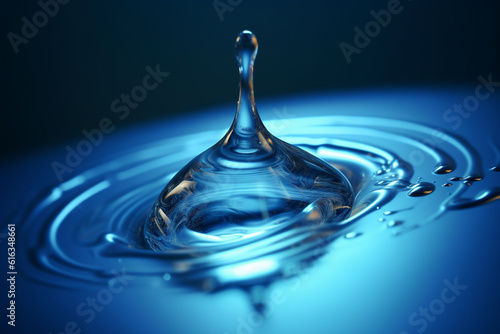 Captivating Droplet Falling in Blue Water Created with Generative AI Tools