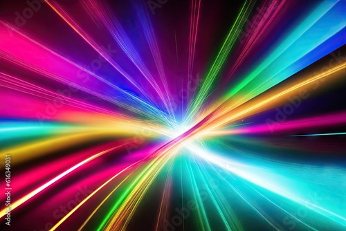 abstract colorfull design background of light with stripes of colourful rays moving, ai generative