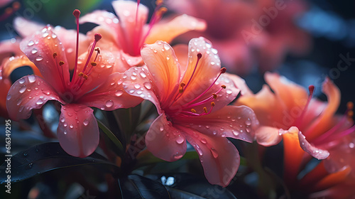 Fototapeta Naklejka Na Ścianę i Meble -  Beautiful flowers in the tropical forest, front view.