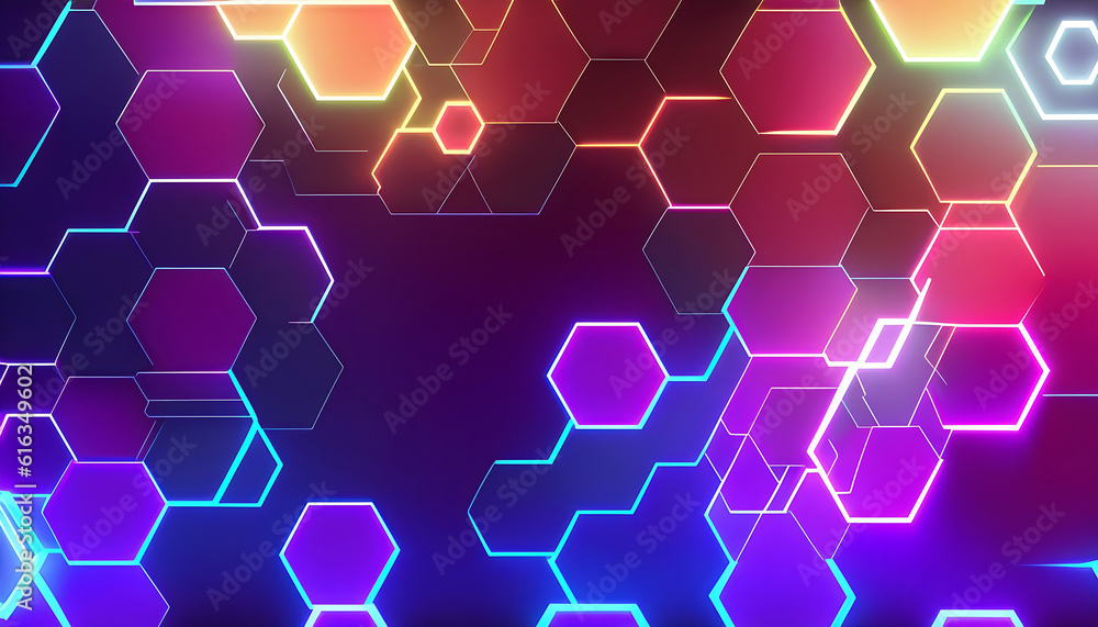 Abstract background hexagon pattern with glowing lights Abstract background hexagon pattern with glowing lights