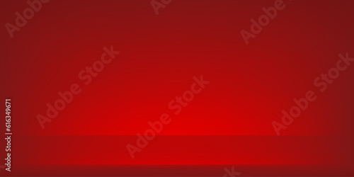 Red background. Minimal 3d shelf. Abstract wallpaper design with copy space to display your products. Vector illustration.