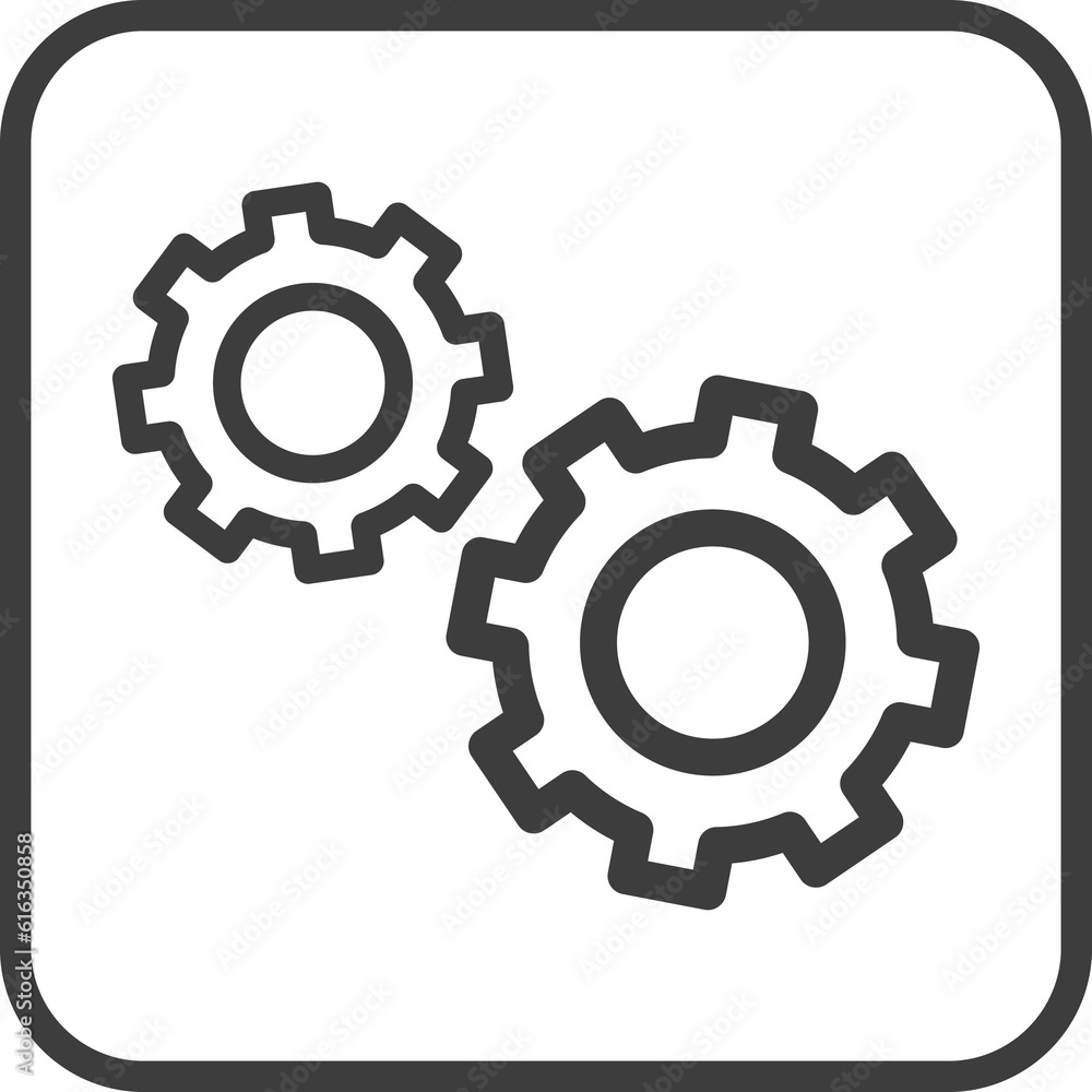 Setting icon in thin line black square frames. Setting icon in thin line black square frames.