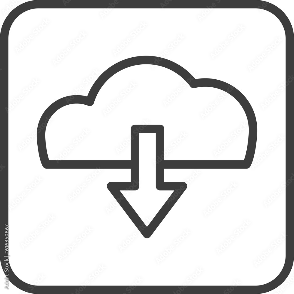 Download icon in thin line black square frames. Download icon in thin line black square frames.
