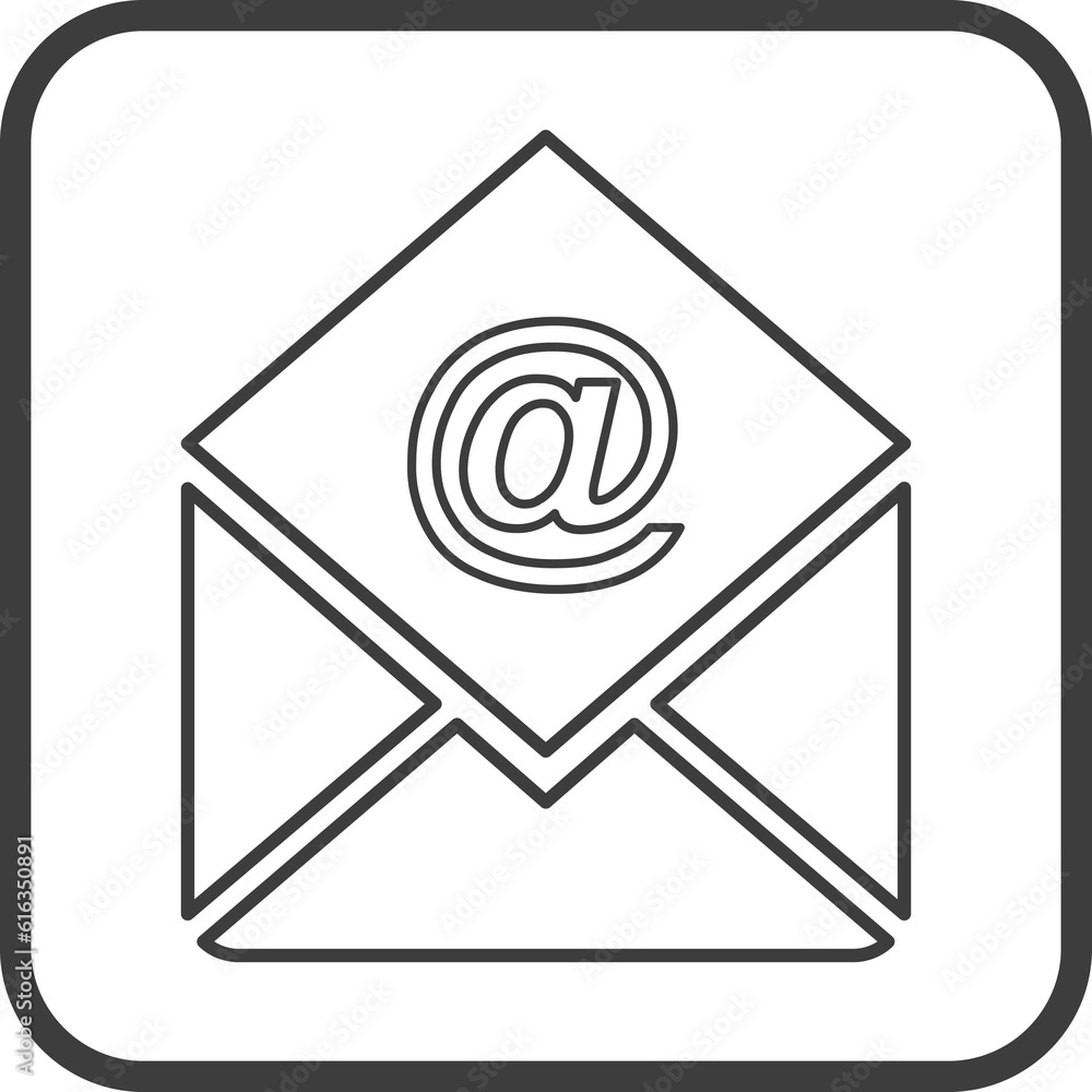 Email message icon in thin line black square frames. Email message icon in thin line black square frames.