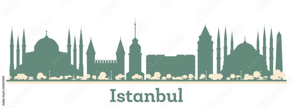 Abstract Istanbul Turkey City Skyline with Color Buildings.