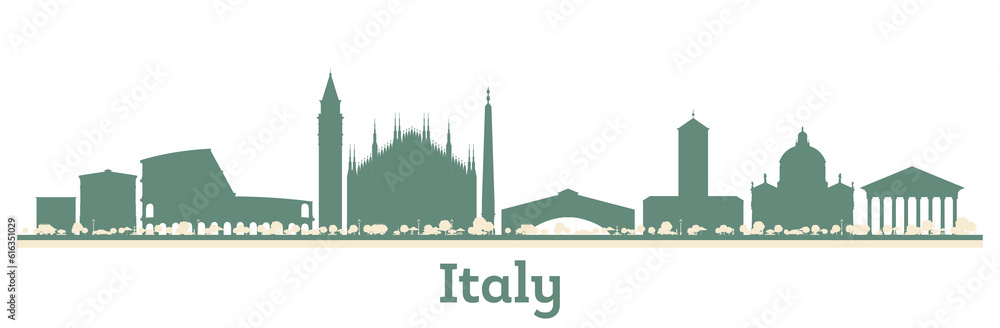 Abstract Italy City Skyline with Color Buildings.