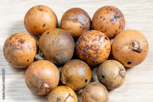 Oak-apple -agallas- on wooden background