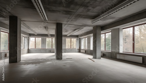 Neubau eines Gebäudes, Innenansicht (KI-/AI-generiert)