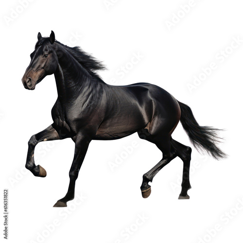 black horse isolated on transparent background cutout