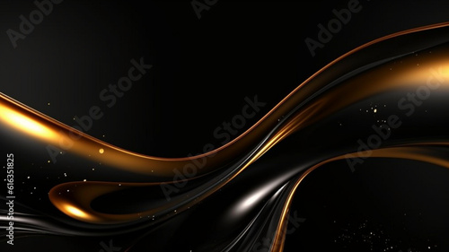 Golden abstract wavy liquid background