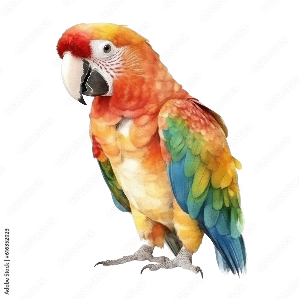 red and yellow macaw watercolor isolated on transparent background cutout red and yellow macaw watercolor isolated on transparent background cutout