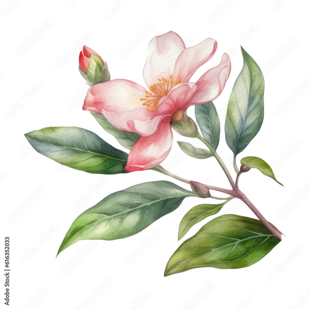 pink lily watercolor isolated on transparent background cutout