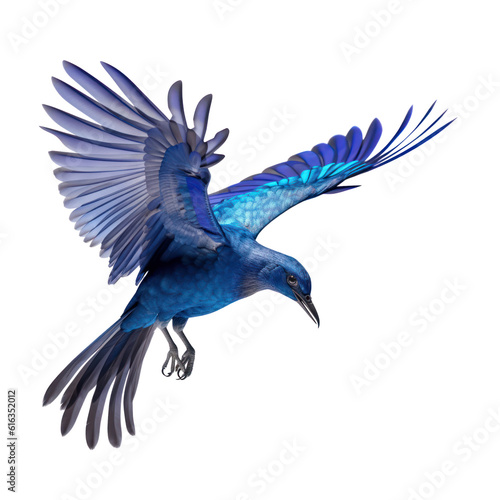 blue bird flying isolated on transparent background cutout