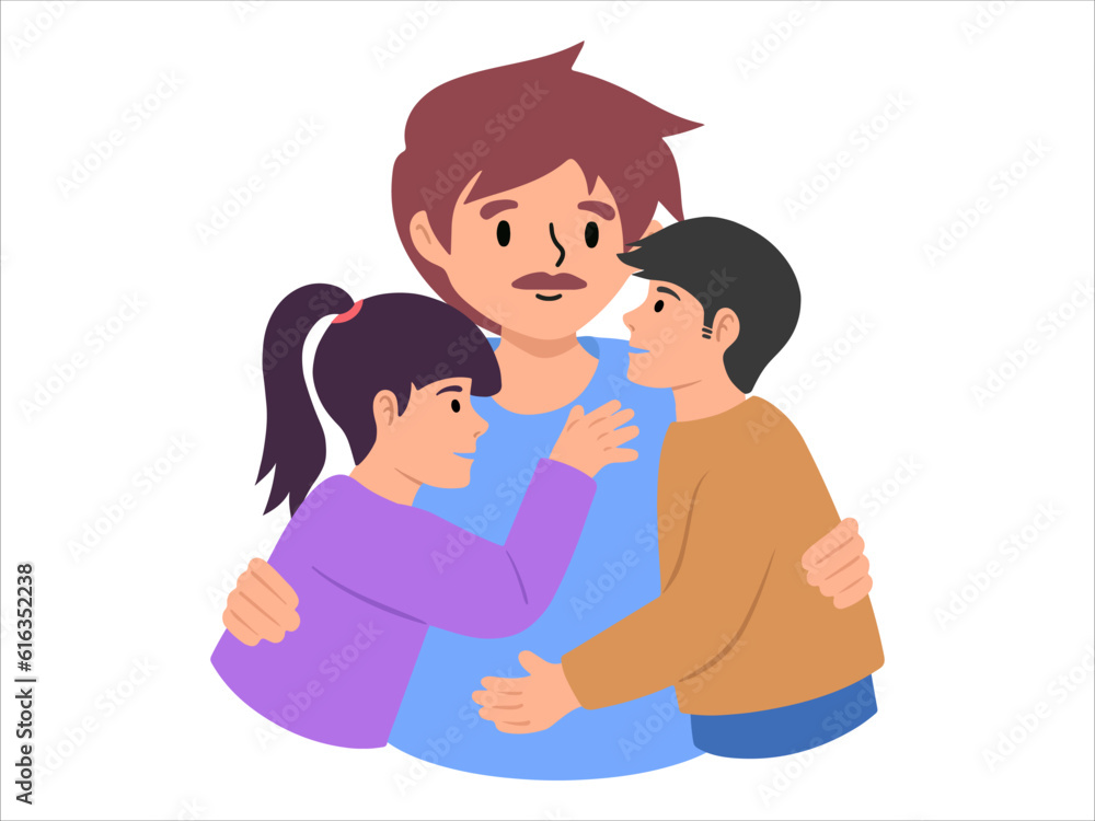 Dad with Son and Daughter or avatar icon illustration Dad with Son and Daughter or avatar icon illustration