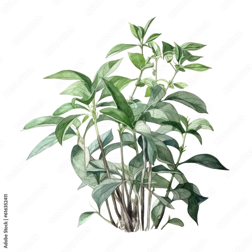 Obraz premium branch of a plant watercolor isolated on transparent background cutout