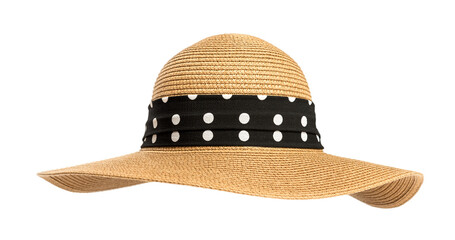 Womens straw hat isolated on transparent background