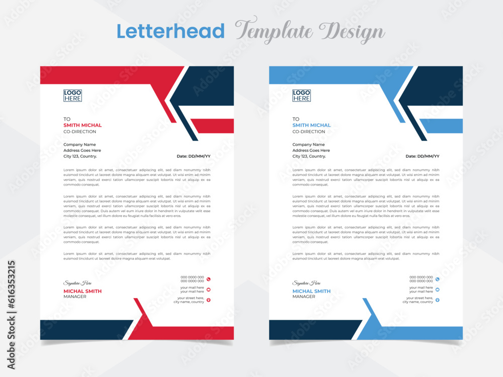 professional letterhead template design with wave shapes