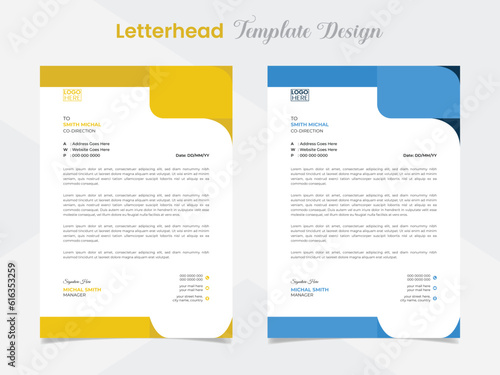 abstract company letterhead design template with colors