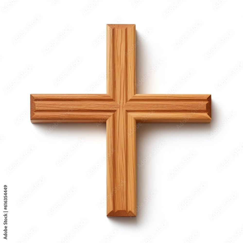 Wooden cross isolate white background