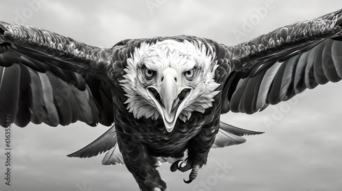 Herrschende Majestät: Ein Dramatisches Schwarz-Weiß-Porträt eines Adlers im Flug