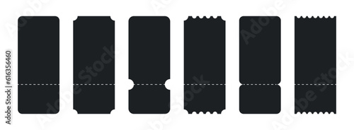 Set of Blank tickets or coupons with barcode, vector templates with copy space isolated on white background. event, airplane, train, circus, sport, football invitation illustration