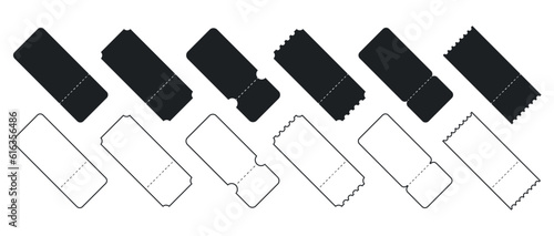 Set of Blank tickets or coupons with barcode, vector templates with copy space isolated on white background. event, airplane, train, circus, sport, football invitation illustration