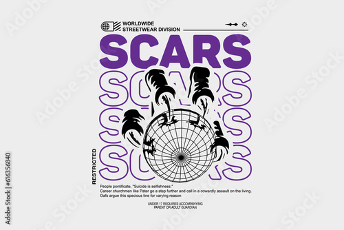 Modern scars streetwear graphic design templates