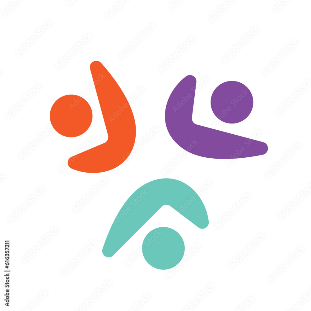 3 People togetherness and community concept logo abstract vector illustration eps