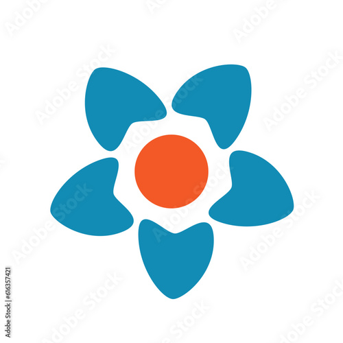 blue red 5 petal flower design vector illustration eps 