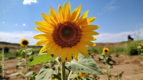 A sunflower in full bloom under the summer sun