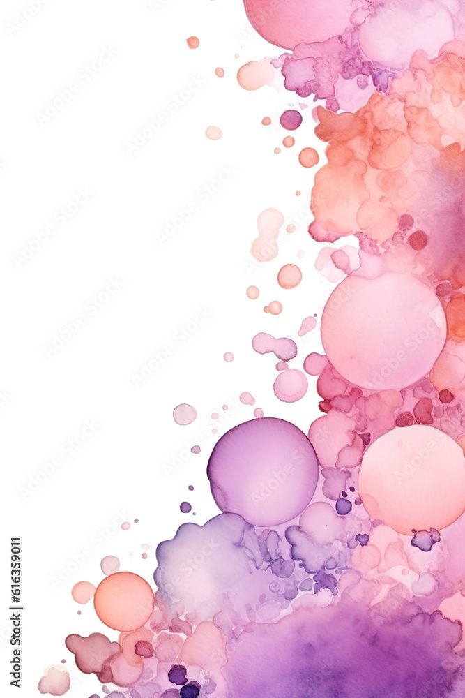 Blush pink and lilac bubbles forming a border frame