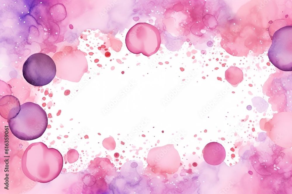 Blush pink and lilac bubbles forming a border frame