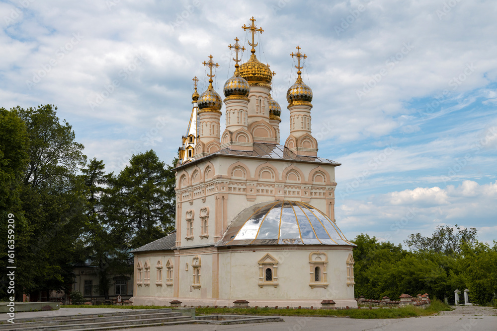 The ancient Church of the Transfiguration of the Savior on the Yar (1695) on a cloudy June day. Ryazan, Russia