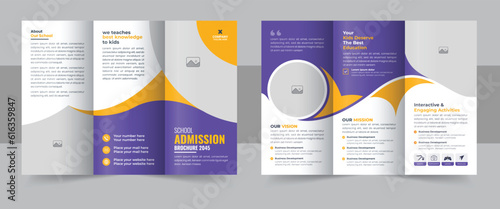 Kids school admission modern trifold brochure design template layout