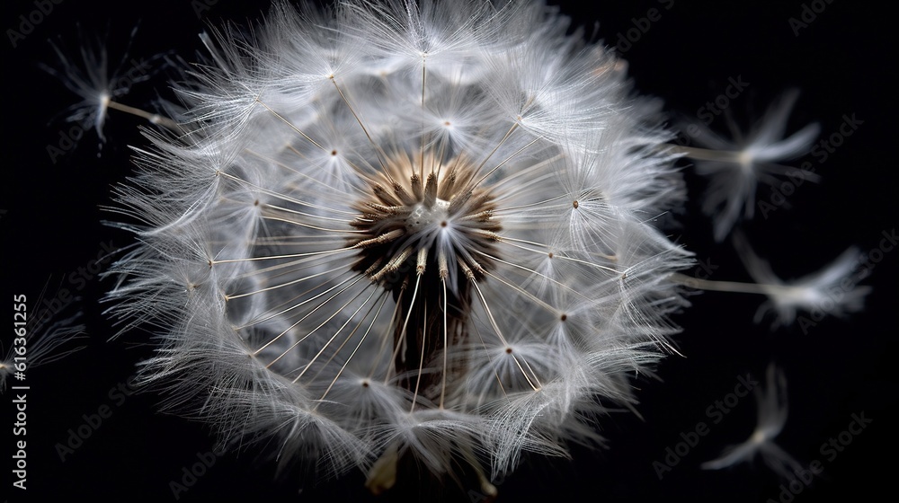 Fototapeta premium Closeup of a dandelion puffball ready to disperse