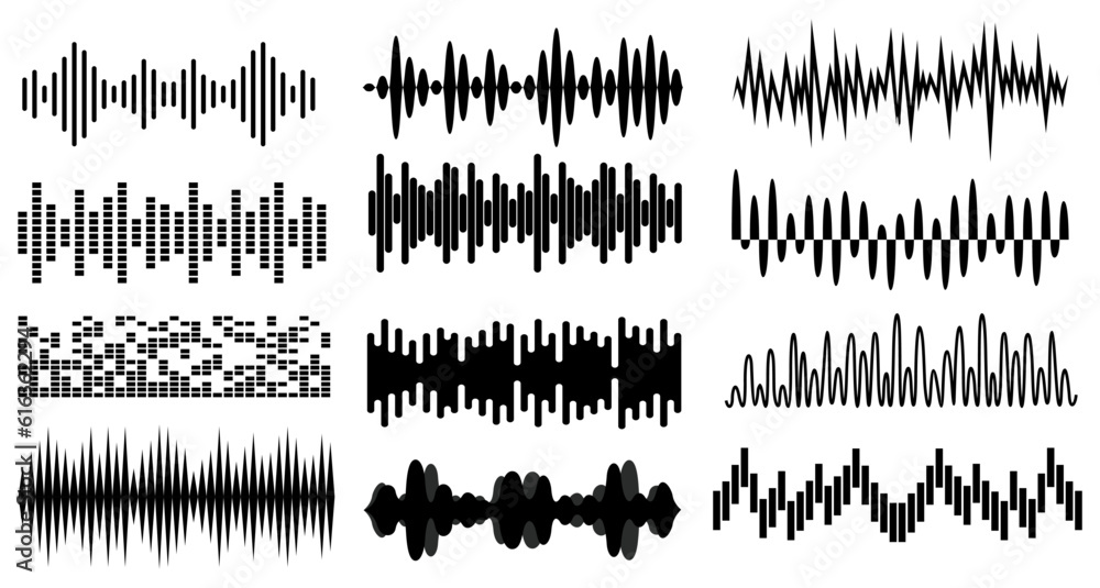 set collection Sound wave icon symbol. Loud Audio Sound vector illustration