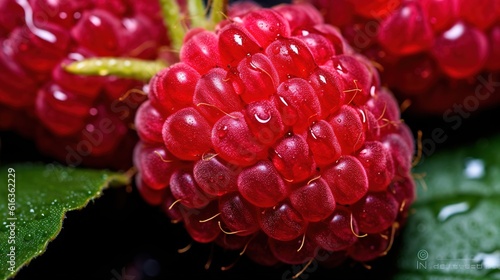 Closeup of a ripe raspberry showing its texture