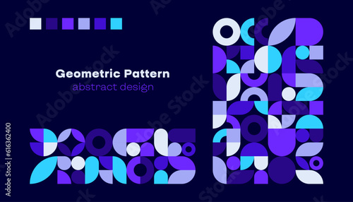 Abstract geometric pattern. Simple circle square shapes, modern swiss banner brand identity package design. Vector background