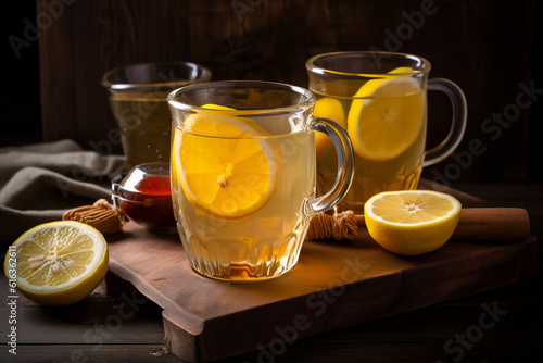 Glass of honey lemon generative AI