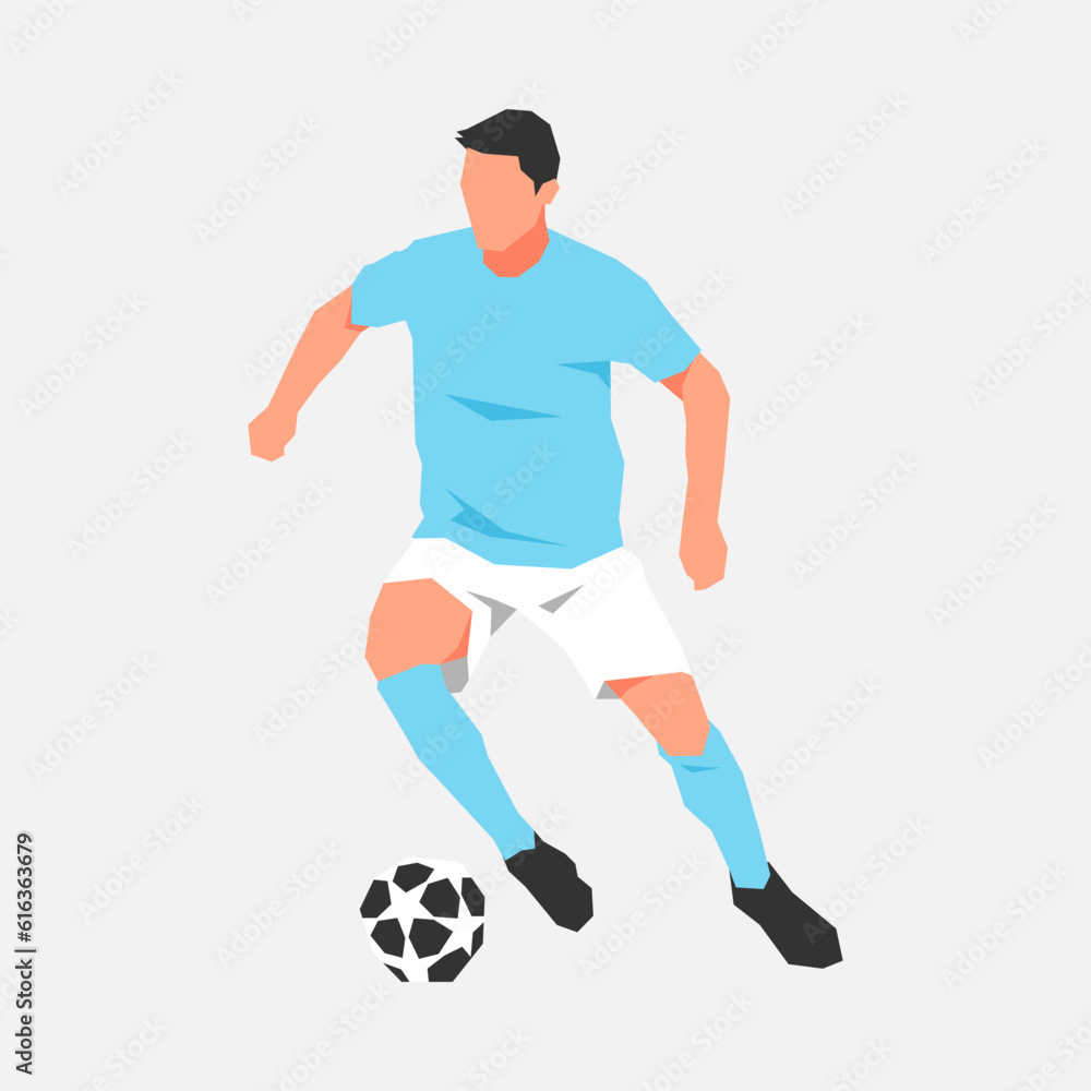 soccer athlete dribbling the ball. concept of sport, football, activity. suitable for print, poster, sticker. flat vector graphics.