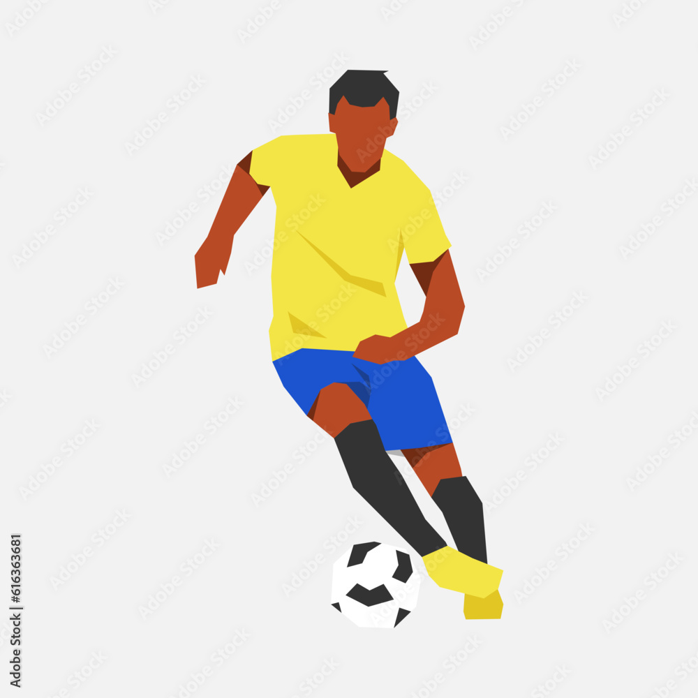 soccer athlete dribbling the ball. concept of sport, football, activity. suitable for print, poster, sticker. flat vector graphics.